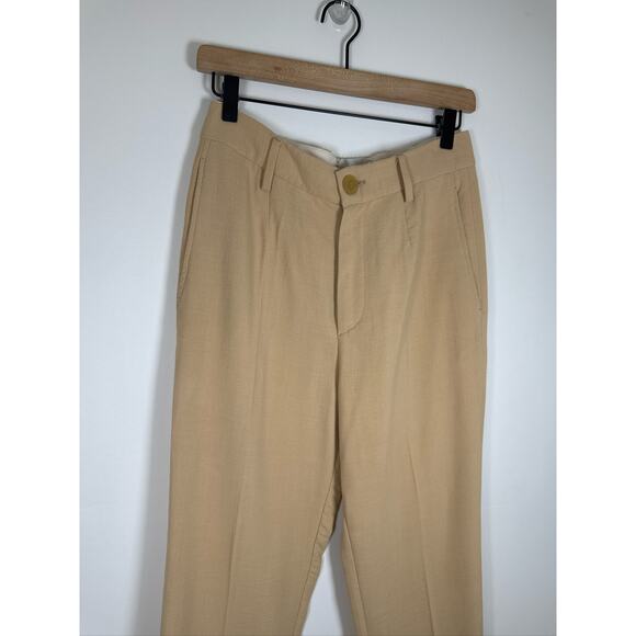 forte_ forte Italian Wool Blend Straight Leg Trouser Pants - Beige, US 0 - Picture 2 of 6